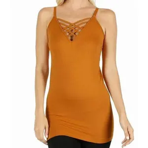 PLUS SEAMLESS LATTICE FRONT TANK | MUSTARD