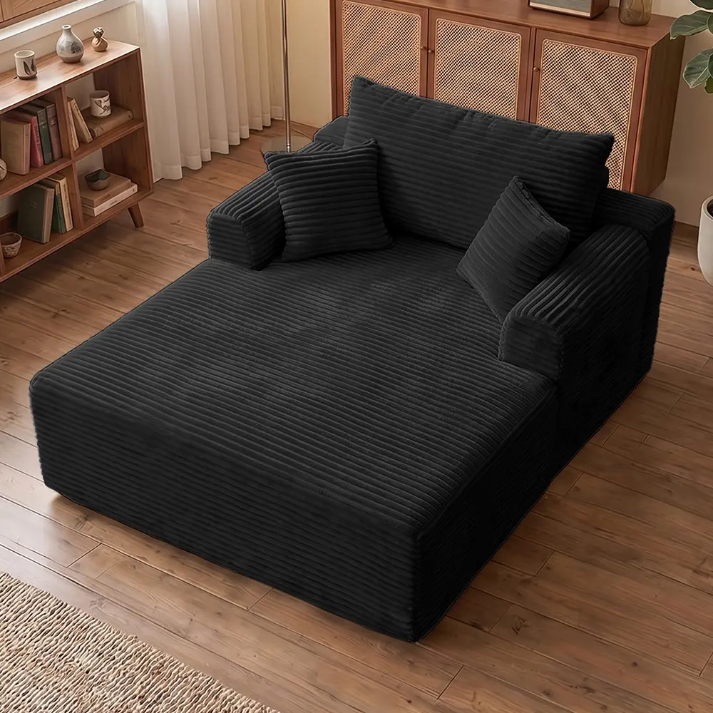 40.5'' Modern Minimalist Single Chaise Sofa Bed - Boneless, Vacuum-Compressed, No-Assembly Corduroy Block Couch, Pet-Friendly Oversized Floor Sofa for Apartment, Living Room
