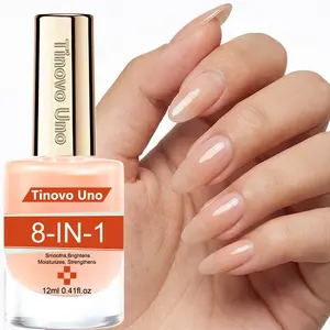 Tinovo Uno New Arrival 12ml 8-IN-1Nail Hardener, Fast Natural Air Drying, Nail Strengthener, Protect soft, Brittle,Broken and Thin Nails, Nail Care Oil, Nail Top Coat Gel, Non-Toxic Formula.High Glossy Shine, Special Brand Logo Lid, Manicure
