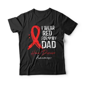 I Wear Red For My Dad Shirt Heart Disease Awareness Gift Breathable Casual Crewneck Graphic Tee Peak Design