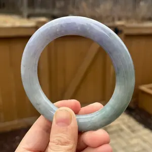 25010-RP Certified Untreated Grade A Jade Bracelet - Princess Round 60.2mm (Lavender and Green)