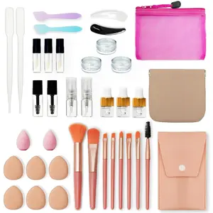 Gifts for Women - 38 Pcs Mini Travel Makeup Containers Set, Small Empty Container & TSA Approved Travel Bottles Kit with Brushes, fLeak-Proof Cosmetic Jars & Bottles for Travel, and Sample