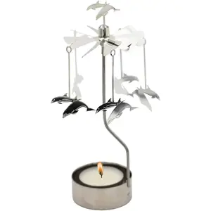 HOKHBCW Rotary Candle Holder Spinning Candleholder Metal Small  (Dolphin)