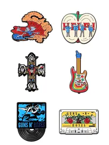 Rock Band Ip Style Enamel Badges Set, Album Cover Cross Instrument Member Design, Fabric Backpack Patch, Rock Music Fans Collection