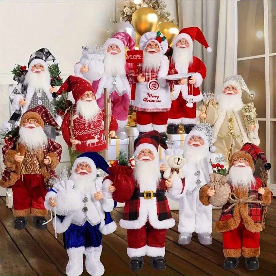 1pc 12in Modern Durable Plastic Christmas Santa Claus Figurine - Christmas Decorations, Festive Desktop Decoration Ornament, Home Decor Prop, Party Favors
