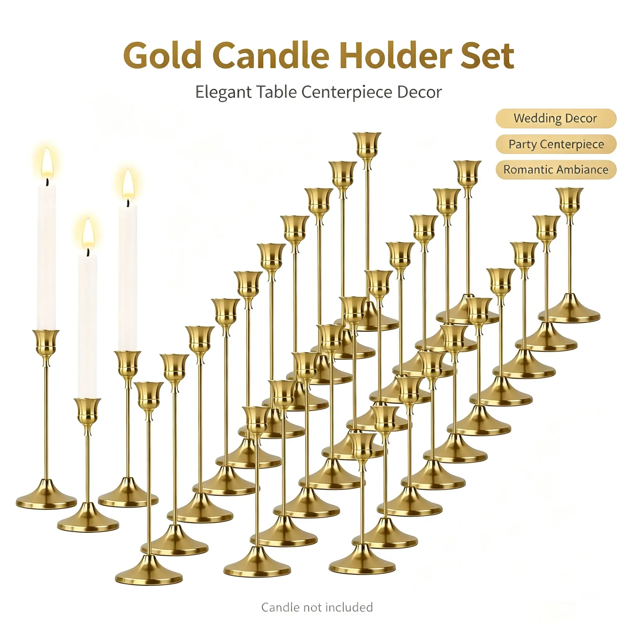 30Pcs Metal Votive Holders - Universal Home Supplies, Interior Decoration Accessories for Weddings & Home Styling, Compatible with Real & LED Light Ornaments