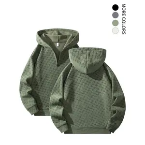 Men's Fall Winter Half-Zip Fleece Hoodie, Casual Outdoor Fashion Pullover Sweatshirt, Comfortable Moderate Fabric, Ideal for Daily Wear