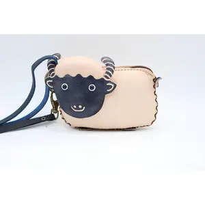 Handmade leather coin purse wallet wristlet sheep