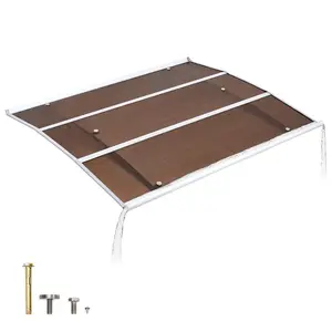 VEVOR Awnings for Door Entrance, 37 x 47 in, Exterior Front Door Window Awnings with Drainage & ABS Bracket, Rain Snow Sun Protection, Overhang Polycarbonate Door Canopy for Porch Patio, Brown