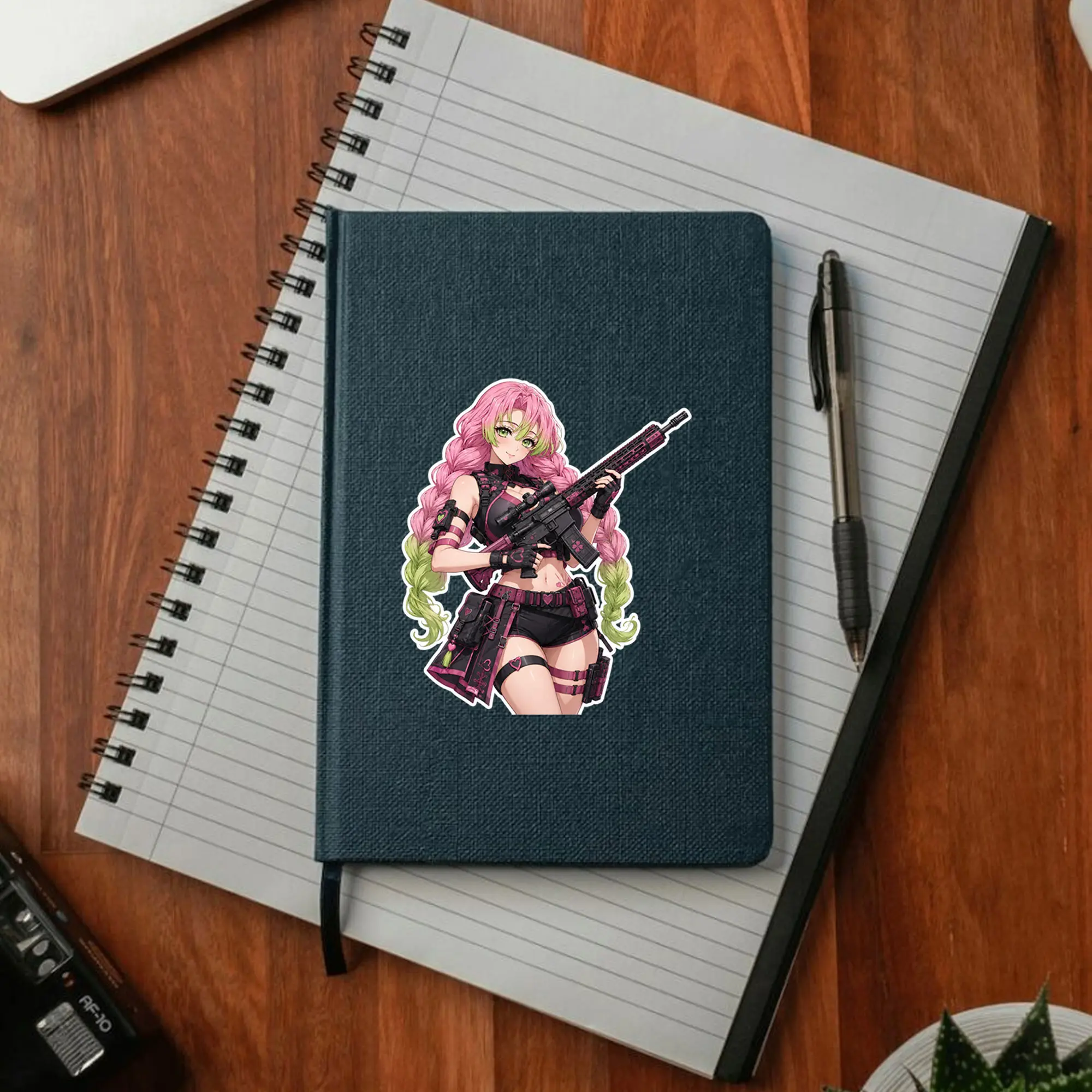Mitsuri Tactical Vinyl Sticker, Demon Slayer Military Anime Girl Decal, Cute Pink Artwork, Hydro Flask Notebook Phone Case Decor