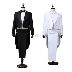 Men's Suit Sets: Vintage Formal Slim Fit Peak Lapel Tuxedo Tailcoat, Singer Magician Stage Outfits, Star Print Casual Co Ord Sets, Red Paisley Prom Suits