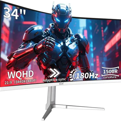 34-Inch Esports-Grade 180Hz 1500R Curved computer gaming monitor with PS5.3440x1440 Ultra-Wide monitor, Smooth Lag-Free Gaming for All Major Titles, Perfect Gift for Father's Day, Back to School, Boyfriends & Dads Frameless Rapid Ips Monitor