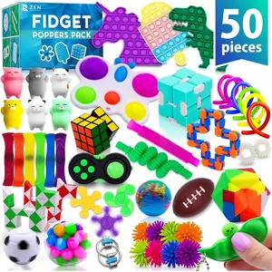 Pop Its 50 Pcs Fidget Toys Pack for Kids, Gifts, and Party Favors - ADHD Stress Relief Sensory Toys for Classroom Treasure Box Prizes