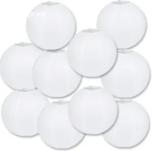 LURICO 10 Packs 12 Inch White Paper Lanterns Round Chinese Japanese Hanging Ball Lanterns for Birthday Wedding Christmas Parties Home Decor and Weddings Decorations