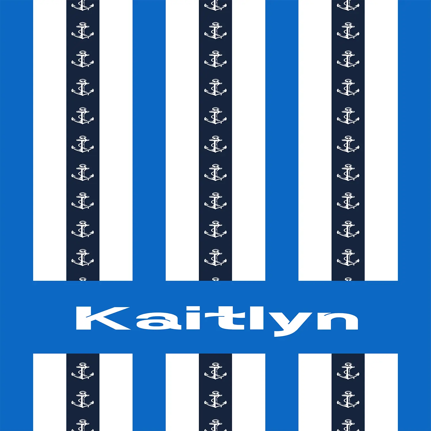 Stripes - Name - Nautical Anchor Blue White