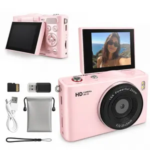 Latest flip digital camera with 2.4-inch 180° tilting screen, portable camera with 16x digital zoom function (built-in  memory card), perfect gift
