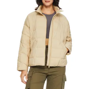 Orolay Women's Cropped Puffer Jacket, Lightweight Quilted Down Coat with Water-Resistant Fabric and Stand Collar for Spring and Winter Comfort Womenswear Tops Outerwear