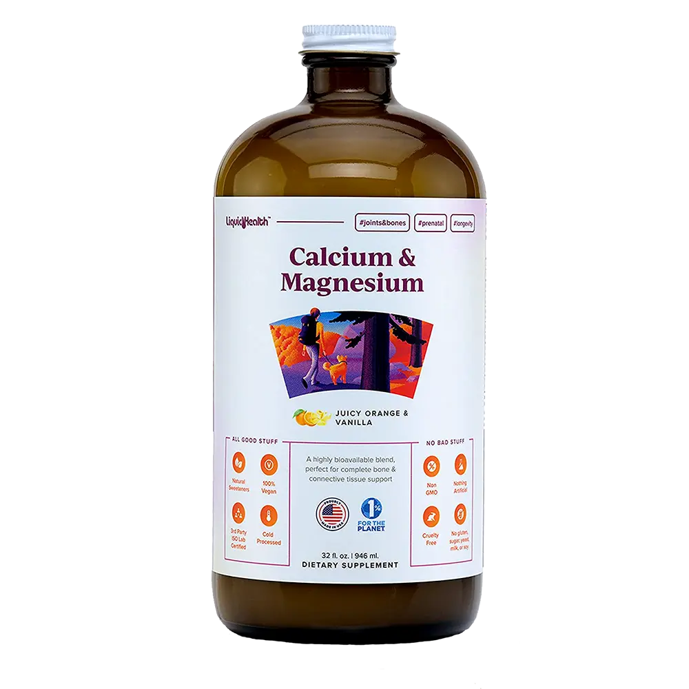 Calcium & Magnesium Liquid Supplement for Bariatric Support with Vitamin D3 | Vegan, Non-GMO & Gluten-Free | Orange & Vanilla | 32 fl oz