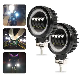 Circular 40w High Power LED Work Light for Cars Motorcycles Electric Vehicles, Modified Fog Lamp, External Spotlight with Lens, Motorcycle Led Lights