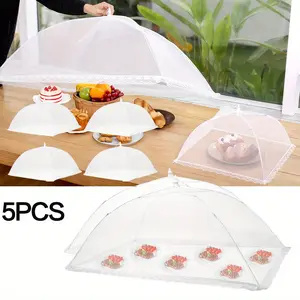 5 Pack Reusable Foldable Food Tent Food Covers Mesh Set Foldable Kitchen Anti Fly Mosquito Tent Dome Net Pop-Up Umbrella Style Picnic Protect Dish Cover Kitchen Accessories