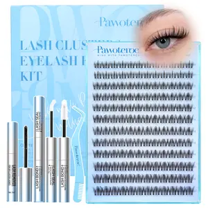 Pawotence Wispy Natural Lash Clusters Spider Lashes D Curl False Lashes Comfortable, Super Soft, Thin Band, Long Lasting Eyelashes Clusters DIY Lash Extensions for Daily Makeup Beginner Friendly