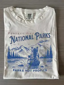Men's PLUS SIZE Soft 100% Cotton T-Shirt - Environmental Conservation Graphic Tee Lightweight Breathable Shirt for National Parks Hiking Camping - Machine Washable Casual Everyday Top