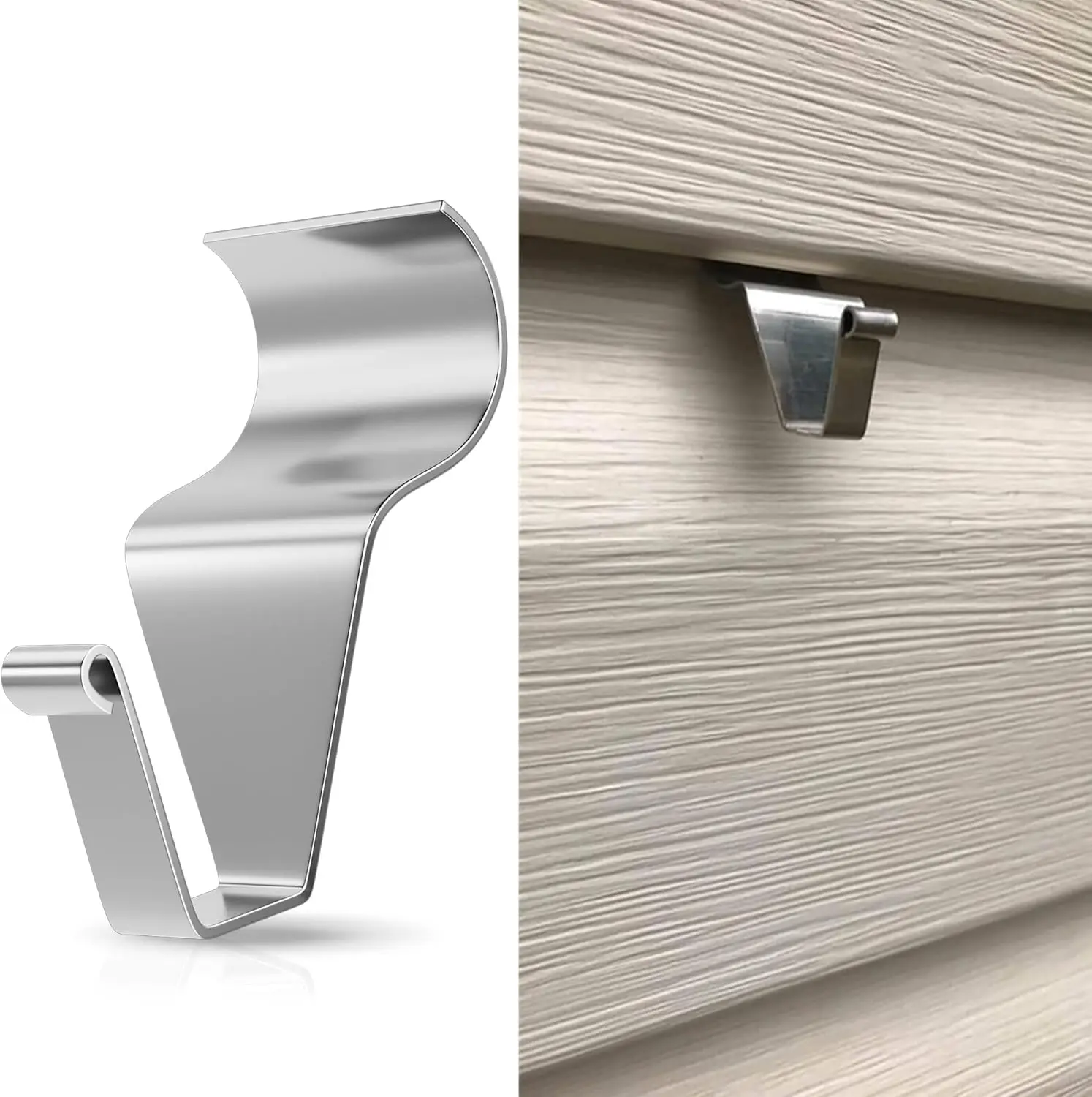4-Pack Vinyl Siding Hooks, Stainless Steel No-Drill Siding Clips for Outdoor String Lights, Wreaths, Patio & Porch Decor