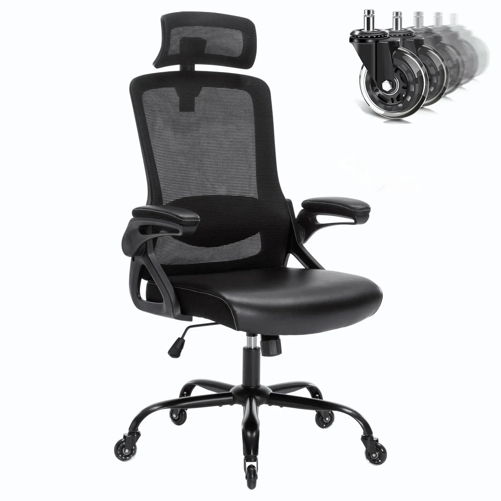 Ergonomic Mesh High-Back Chair, Desk Chair with Adjustable Lumbar Support, High Back Mesh Chair with Blade Wheels, Executive Chair for Home Office Ergonomic Mesh