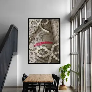Surrounded By Grace Black Faith Wall Art Print, Christian Inspirational Poster for Home or Office Decor, Modern Religious Wall Art