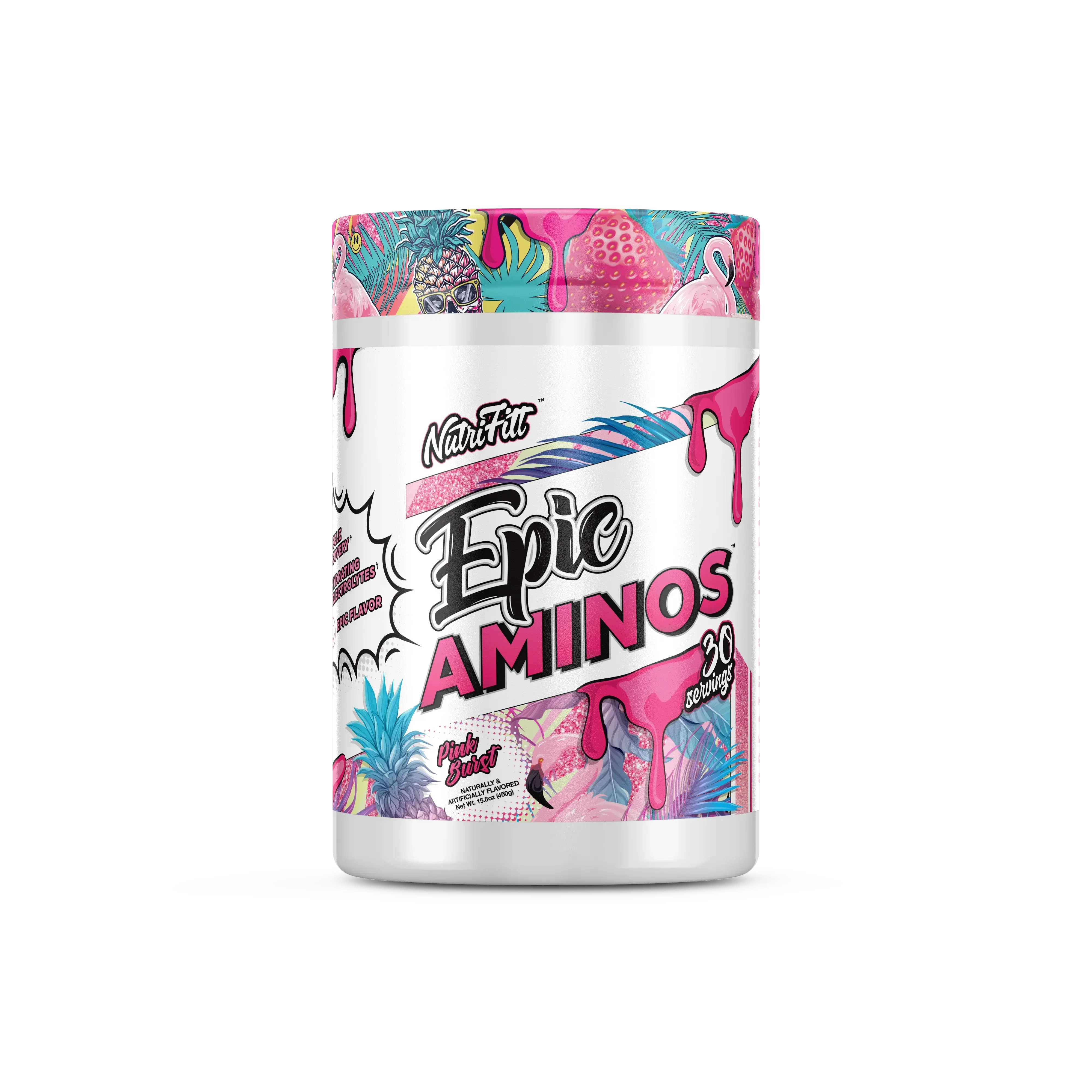 NutriFitt Epic Aminos Dietary Fitness Supplement Powder - 30 Servings, Stimulant-Free Intra-Workout EAAs, 2:1:1 BCAAs, Natural Electrolytes for Hydration, Transparent Label for Muscle Repair & Growth