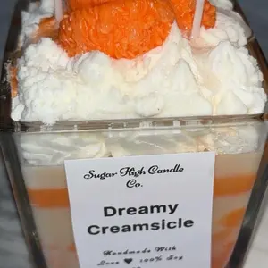 Dreamy Creamsicle Dessert Candle - Handmade 100% Soy Wax | Orange & Vanilla Swirl Scented | Whipped Frosting & Mandarin Embeds | Luxury Fruit Decor Candle for Home & Gifting | Sugar High Candle Co