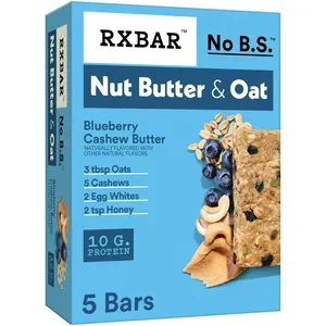RXBAR Nut Butter and Oat Blueberry Cashew Butter Chewy Protein Bars, Gluten-Free, 9.7 oz, 5 Count - Snack