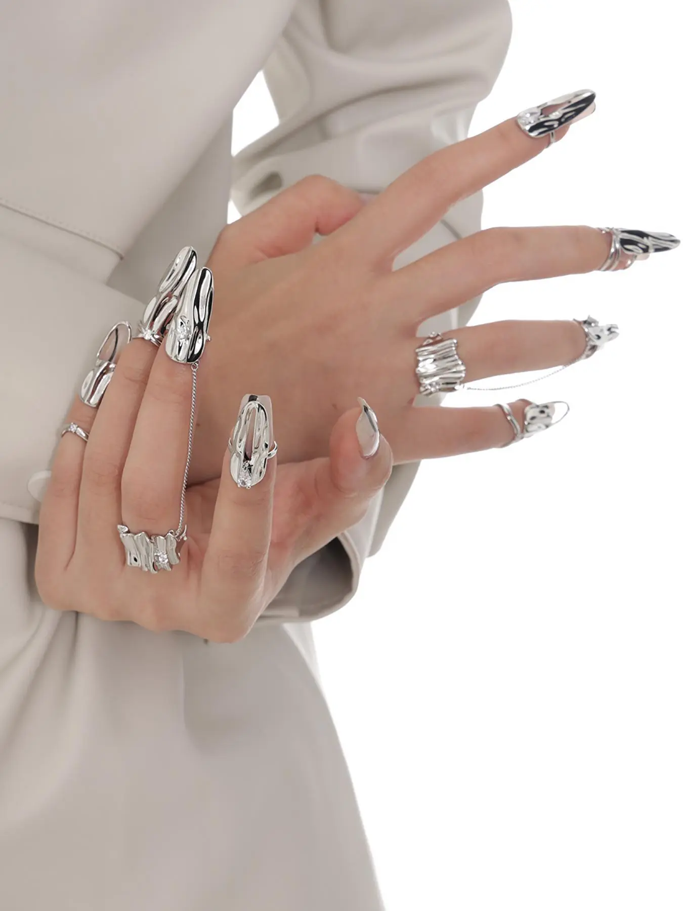 Zircon Nail Ring Set for Women Simple Geometric Solid Color Ring Jewelry Solitaire Stackable Rings Stackable Finger Rings