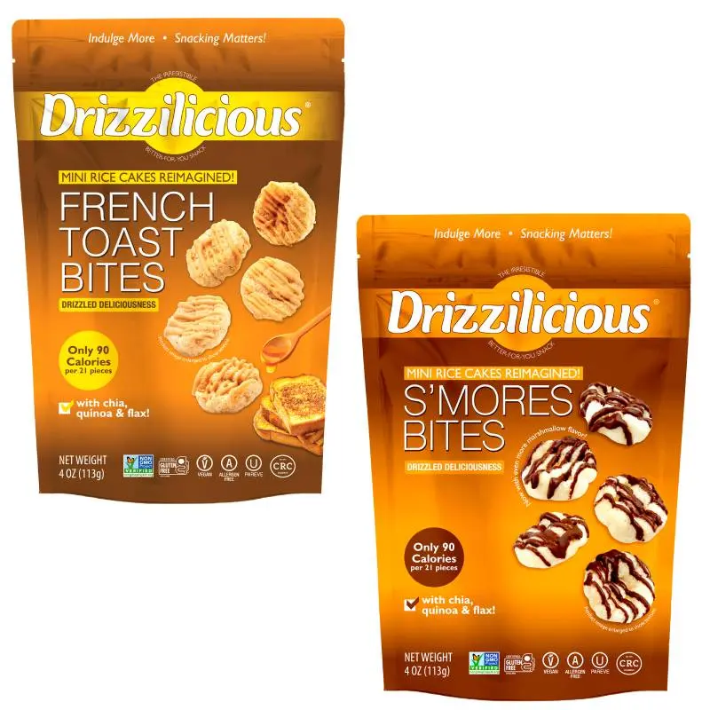 French Toast & Cinnamon Swirl Flavors Drizzlicious Mini Rice Cakes Duo Pack – Vegan • Gluten-Free • Non-GMO • Allergen-Free • Only 90 Calories Per Serving