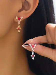 Elegant Angel Wings Heart Cross Earrings, Party & Vacation Jewelry, Perfect Gift for Valentine's Day, Unique and Versatile Design