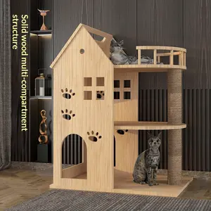 Luxury Wooden Cat Villa and Climbing Tree with Scratching Posts and Perches