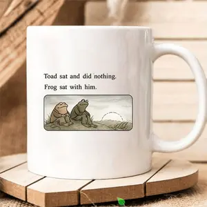 1pc Funny Frog & Toad Mug - "Toad Sat Doing Nothing...Frog with Him" Quote