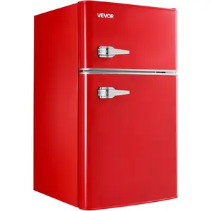 VEVOR 3.2 Cu.Ft Mini Fridge with Freezer, Dual Zone Compact Refrigerator, 7-Mode Adjustable Temp, Energy Efficient Low Noise Dorm Fridge, Small Refrigerator for Bedroom, Office, Retro Red