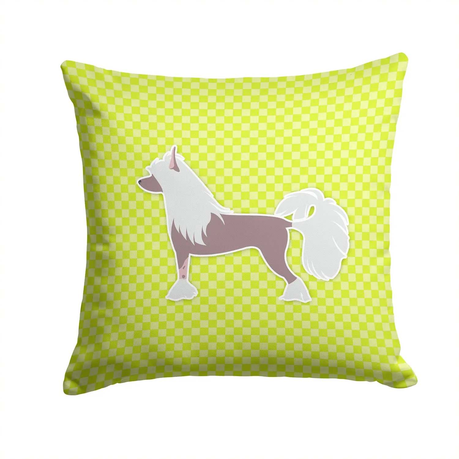 Chinese Crested Checkerboard Green Decorative Throw Pillow 14x14 Indoor Outdoor Accent Cushion, Fabric Cover with Insert for Sofa, Bed, Porch & Living Room