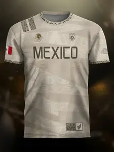 Mexico Aztec Heritage Soccer Jersey, Football Jersey, Soccer Shirt, Sporty Fitted Long Sleeve Top, Ethnic Striped Design, All Season Wear