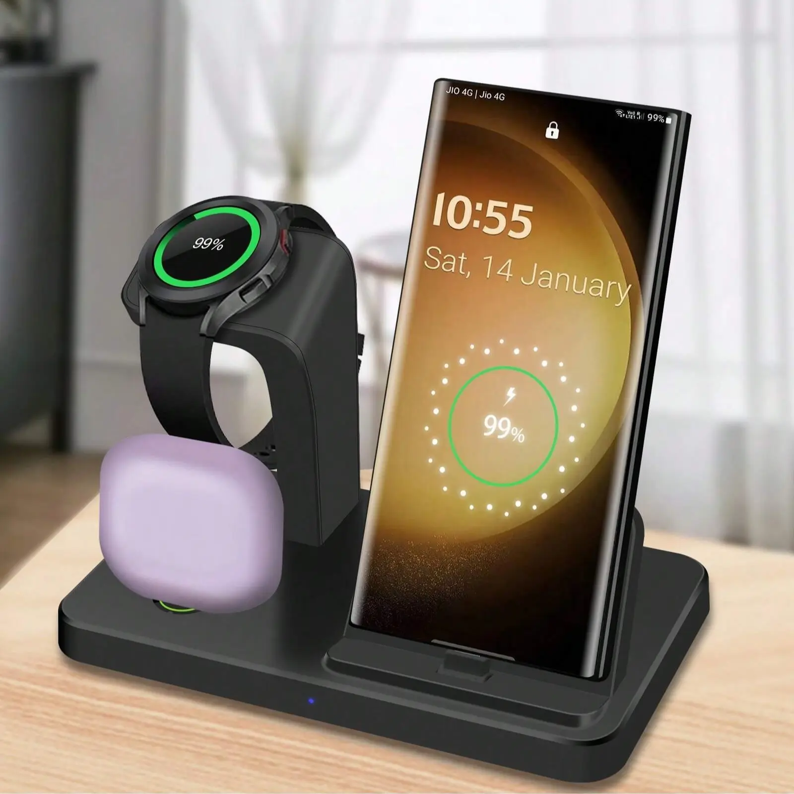 3 in 1 Fast Charging Stand for Galaxy S24/S23/S22/S21/S20,Note 20/10,A54/A53/A51 & Galaxy Buds, Wireless Charger Station for Samsung Galaxy Watch 7 6 5 Pro 4 Active 2 charging  station summerwins