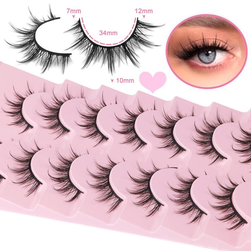 Manga Lashes Natural Look False Eyelashes Anime Lashes Mink Wispy Fluffy Spiky 3D Volume Eyelashes Pack Korean Japanese Asian Cosplay Fake Eyelashes Look Like Individual Cluster 7 Pairs by Makeup Cosmetic