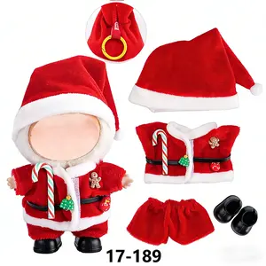 Laba 17cm Plush Christmas Doll Clothes, Clothes Set Doll, Reversible Christmas Plush Toy for Play and Display, No Doll Included