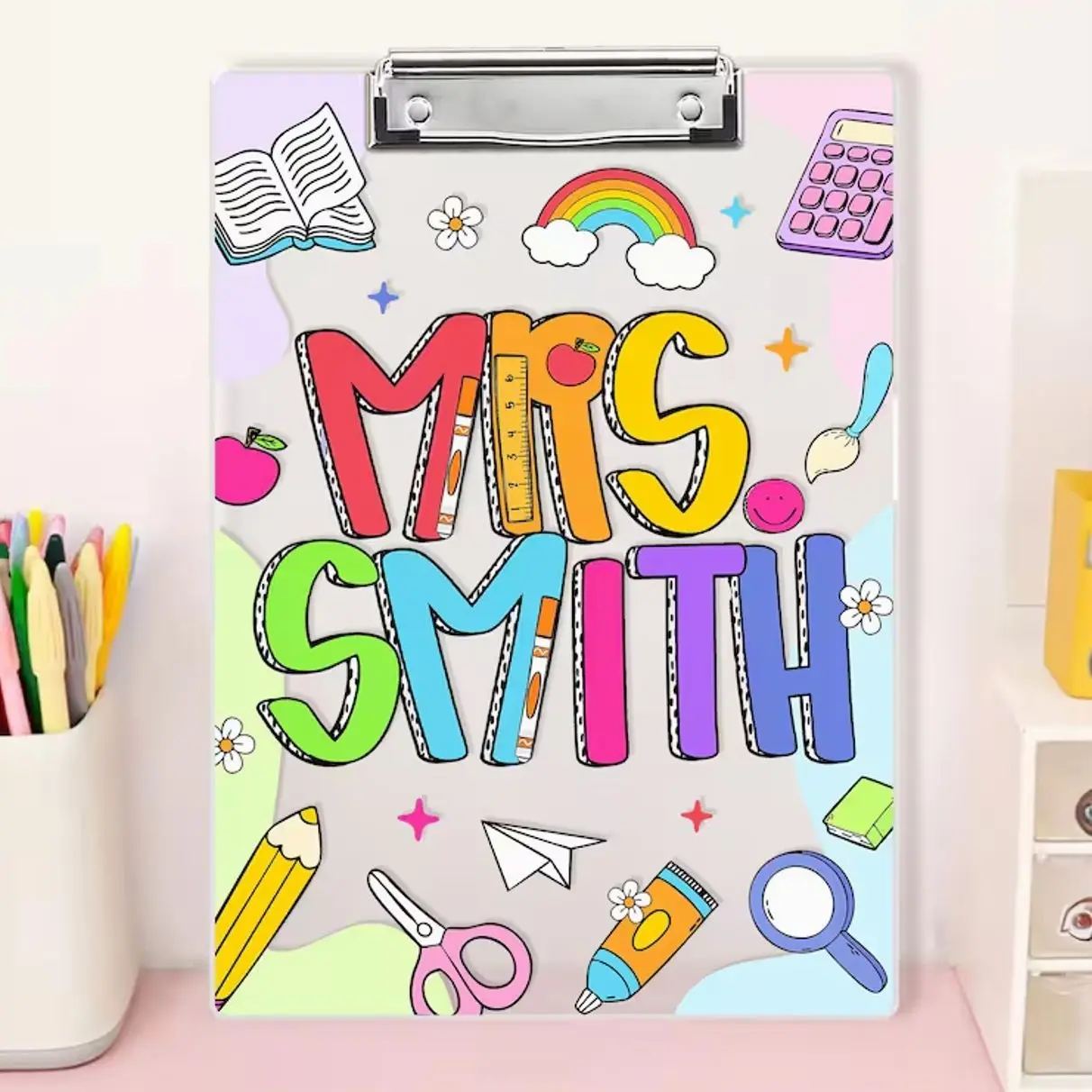 Personalized Teacher Gift, Custom School Teacher Name Clipboard, Back To School Gift, Teacher Appreciation Gift,  End Of Year School Gift