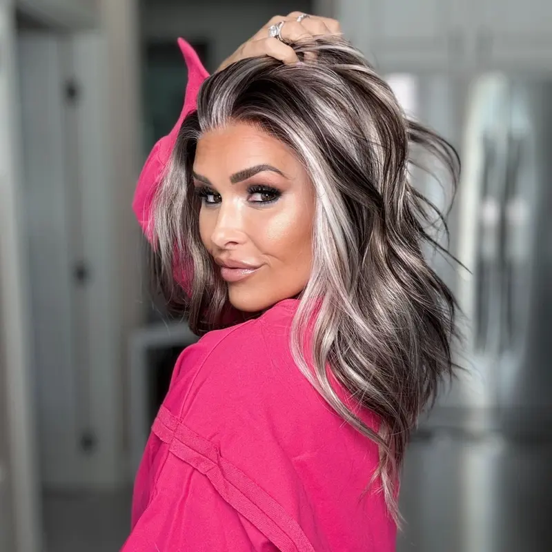 Tori by ASIOM Iced Mocha Soft Wave Free Part Synthetic Lace Front Wig with Scandinavian Hairline 16 Inch Low Density 120% Heat Friendly