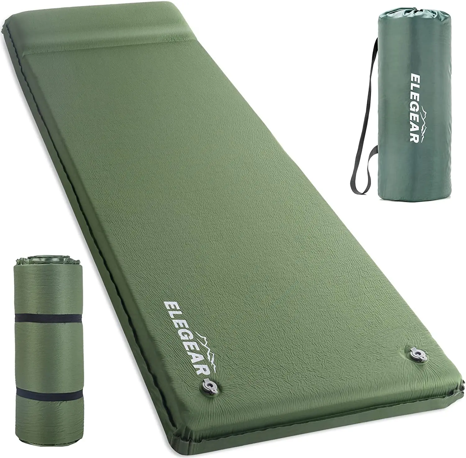 Elegear Self Inflating Sleeping Pad with Pillow 26D Memory Foam 3.15" | Cumbrex™ Insulated Camping Mattress Pad, Fast Inflating in 20S, R-Value 9.5, 4-Season Sleeping Mat, for Camp/Travel/Tent