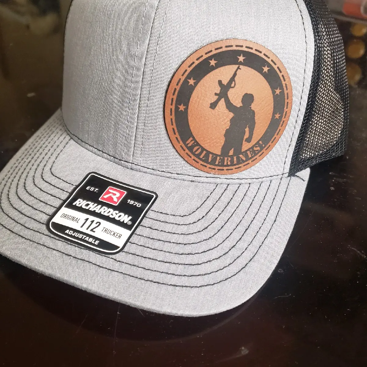 Wolverines Laser Engraved Leather Patch Unisex Trucker Hat, Casual Stylish Baseball Cap for Daily Wear, Engraved Logo Fashion Accessory