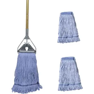 Heavy Duty Commercial Industrial Mop ,58" Looped-End String Wet  Mops for Floor Cleaning, Including Three mop  Replacement