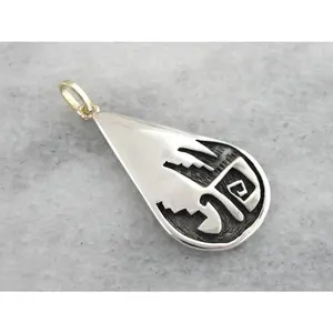 Native American Tear Drop Pendant with Abstract Tribal Design