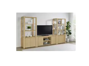 Coaster 708222-SET 3 pc Laurelton light oak finish wood modern TV stand entertainment center